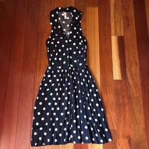 Dark navy polka dot dress